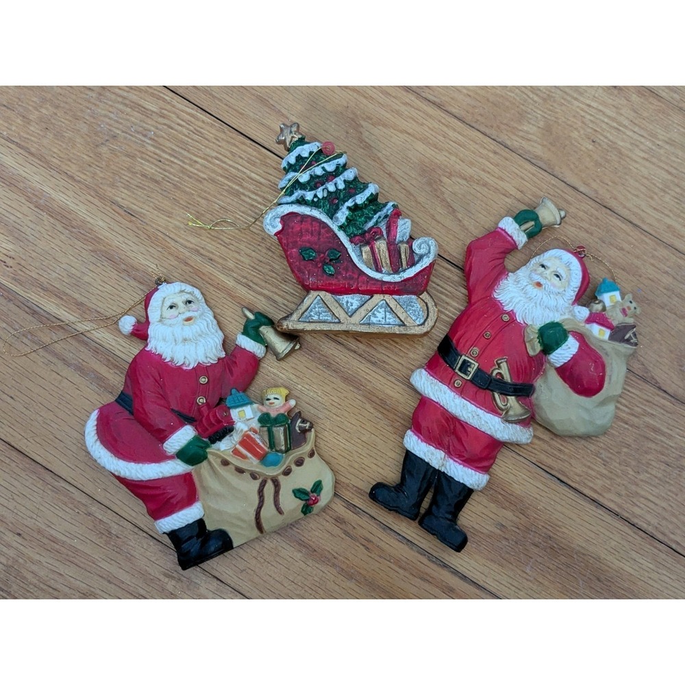 Vintage Santa Claus Christmas Ornament Lot Resin Holiday Tree Ornaments Retro De